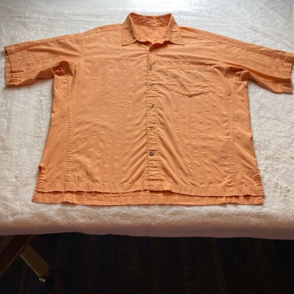 Mountain Hardwear Orange Short Sleeve Button Down Shirt - Picture 1 of 13